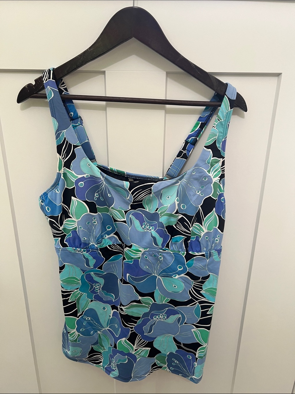 Lands' End Blue Floral Tankini Top
